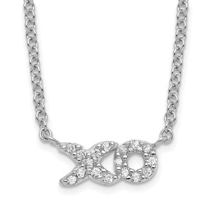 Sterling Silver CZ XO Word Necklace