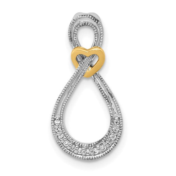 14kt Two-tone 1/20ct. Diamond Infinity with Heart Chain Slide