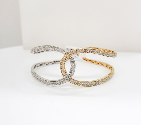 18Kt. Yellow/White Gold VVS Diamond Cuff Bracelet