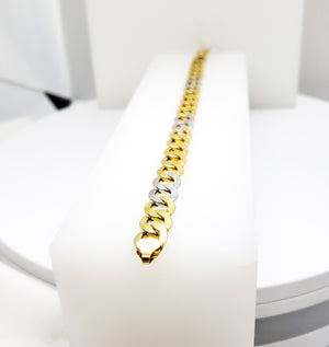 18kt. Two Tone Curved Link Style Bracelet
