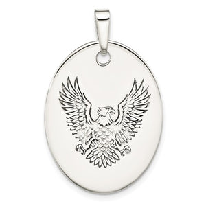 Sterling Silver Polished Eagle Oval Pendant