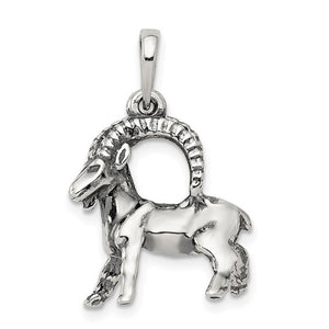 Sterling Silver Antiqued Zodiac Capricorn Pendant