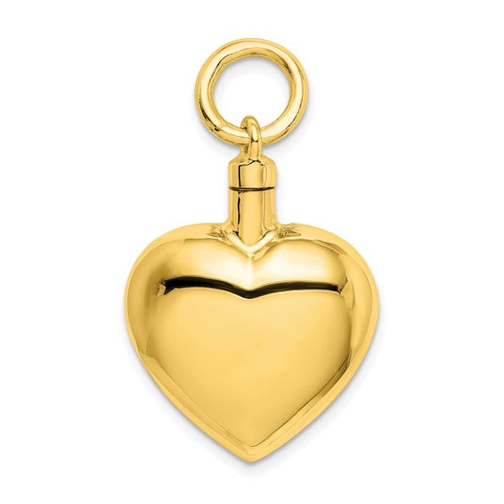 Sterling Silver Gold-tone Polished Heart Ash Holder Pendant