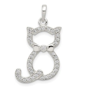 Sterling Silver & Cubic Zirconia Cat Pendant