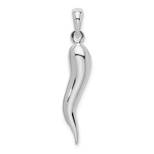 Sterling Silver Polished 3D Italian Horn Pendant