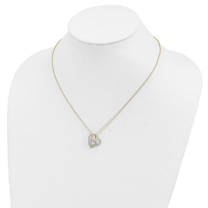 Sterling Silver Gold-plated Brilliant-cut Cubic Zirconia Double Open Heart Necklace