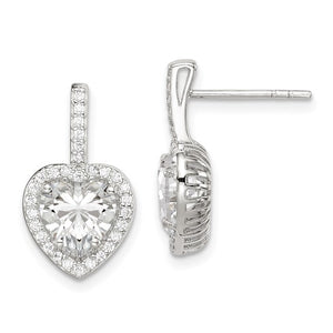 Sterling Silver & Cubic Zirconia Heart Post Earrings