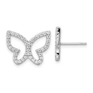 Sterling Silver & Cubic Zirconia Open Butterfly Post Earrings