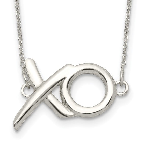 Sterling Silver Polished XO Necklace