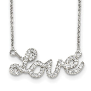 Sterling Silver & Cubic Zirconia LOVE Necklace