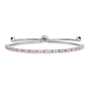 Sterling Silver & Pink Cubic Zirconia Adjustable Bracelet