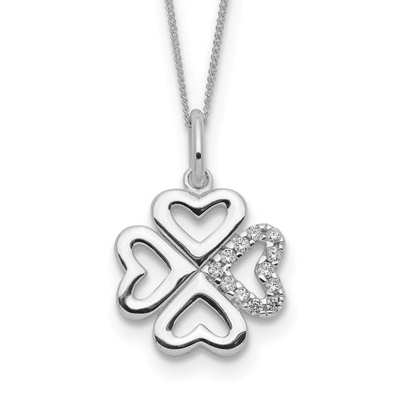 Sterling Silver & Cubic Zirconia Four Leaf Clover Necklace