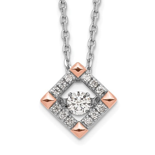 Sterling Silver and Rose-tone Moving Cubic Zirconia Necklace