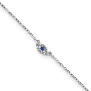 Sterling Silver Blue and White Cubic Zirconia Eye Anklet