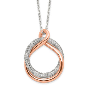 Sterling Silver Rose-tone Pave Cubic Zirconia Twist Necklace