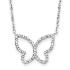 Sterling Silver & Cubic Zirconia Open Butterfly Necklace