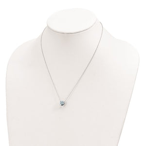Sterling Silver Square Blue Topaz Necklace