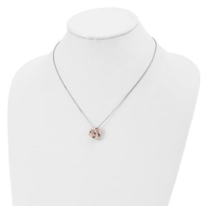 Sterling Silver Rose Rhodium-plated Knot Necklace