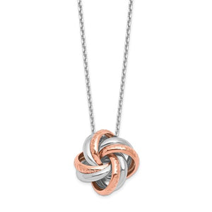 Sterling Silver Rose Rhodium-plated Knot Necklace
