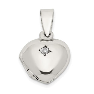 Sterling Silver Cubic Zirconia Heart Locket
