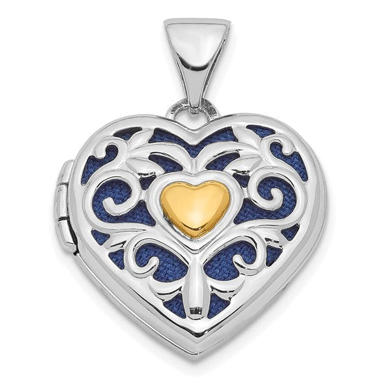 Sterling Silver Gold-tone Cut Out Heart Locket