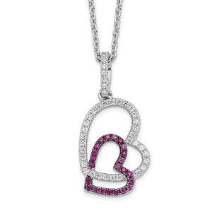 Sterling Silver & Cubic Zirconia Double Heart Necklace