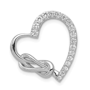 Sterling Silver Cubic Zirconia Heart Chain Slide