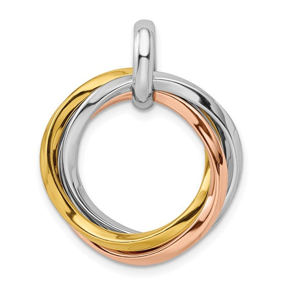 Sterling Silver Gold and Rose Gold-plated Triple Circle Pendant
