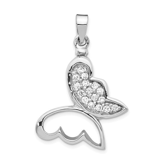 Sterling Silver Butterfly Cubic Zirconia Ash Holder Pendant