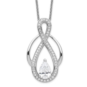 Sterling Silver and Cubic Zirconia Tear of Strength Necklace