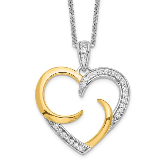 Sterling Silver Gold-plated 'The Arms of Love' Heart Necklace