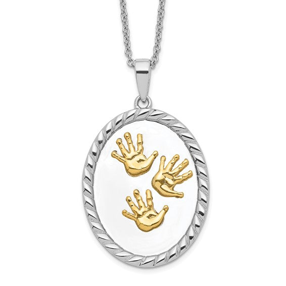 Sentimental Expressions Sterling Silver Gold-plated Hand Prints Necklace