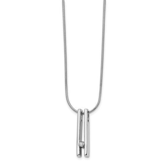 Sterling Silver and Diamond in Centre Pendant and Chain Necklace