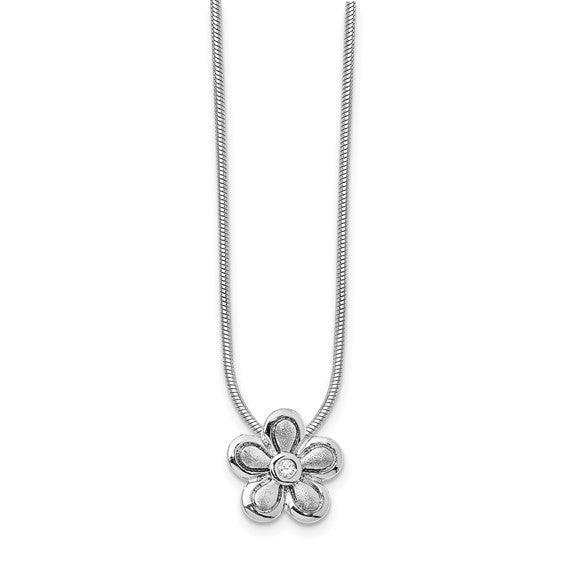 Sterling Silver & Diamond Flower Necklace