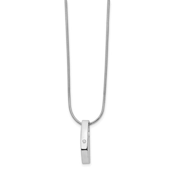 Sterling Silver and Single Diamond Pendant and Chain Necklace