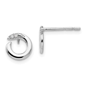 Sterling Silver & Diamond Open Circle Post Earrings