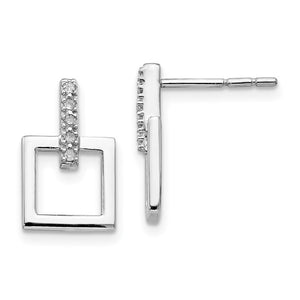 Sterling Silver and Diamond Square Earrings
