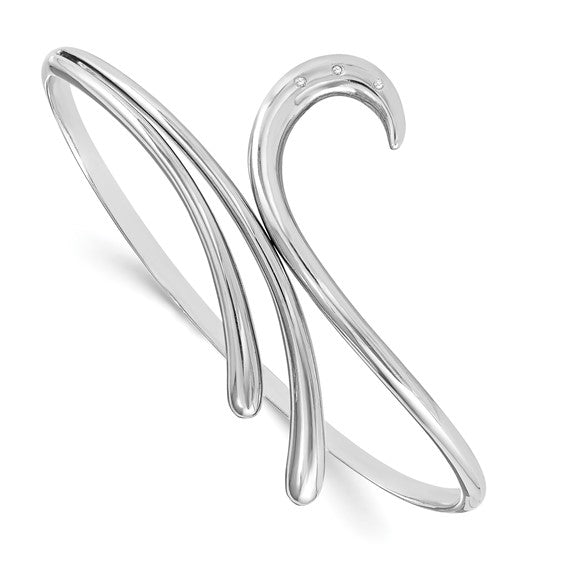 Sterling Silver Diamond Swirl Bangle Bracelet