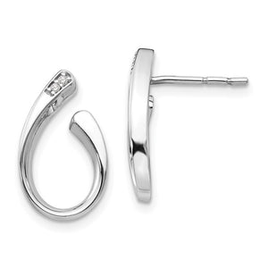 Sterling Silver & Diamond Hook Shaped Post Earrings