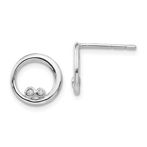 Sterling Silver & Diamond Single Ring Post Earrings