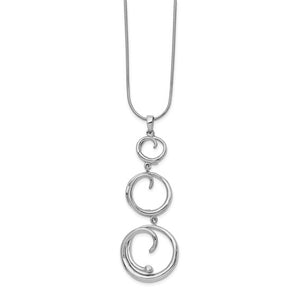 Sterling Silver & Diamond 3 Drop Circle Pendant Necklace
