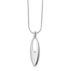 Sterling Silver & Diamond Pointy Oval Pendant Necklace