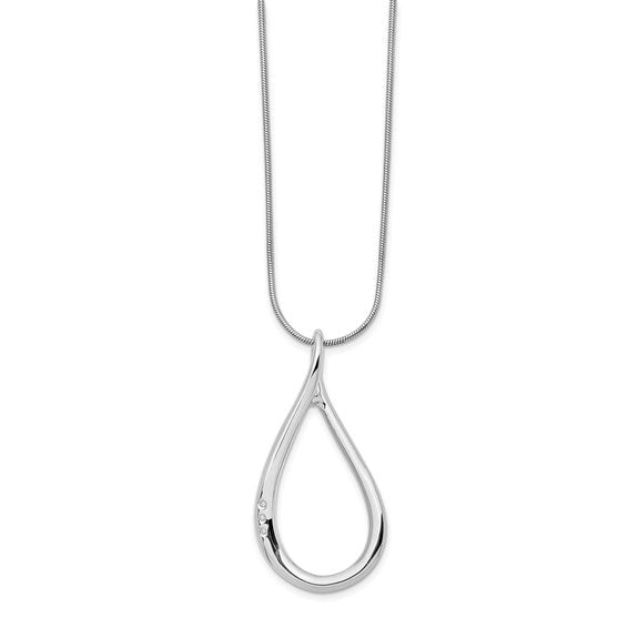 Sterling Silver and Diamond Pendant and Chain Necklace