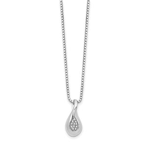 Sterling Silver & Diamond Drop Pendant Necklace