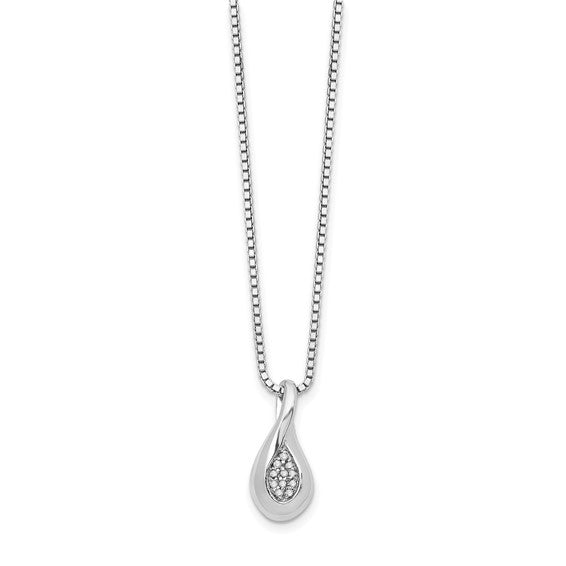 Sterling Silver & Diamond Drop Pendant Necklace