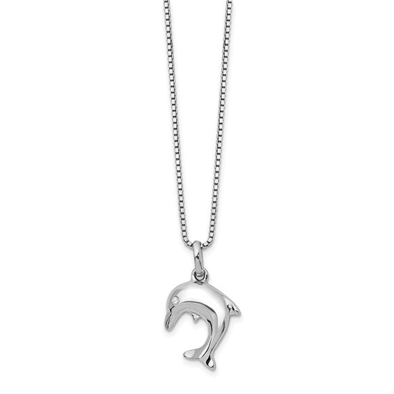 Sterling Silver & Diamond Dolphin Necklace
