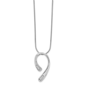 Sterling Silver & Diamond Hook Shaped Pendant Necklace