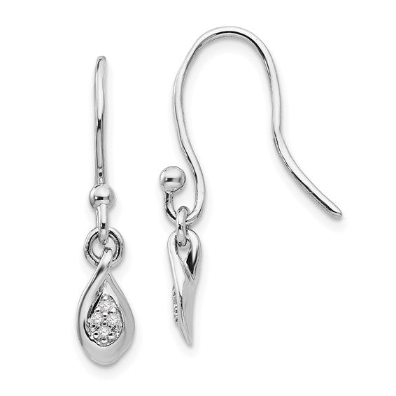 Sterling Silver & Diamond Drop Earrings