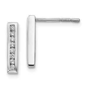 Sterling Silver and Diamond Rectangle Post Earrings