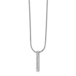 Sterling Silver and Diamonds Rectangle Pendant and Chain Necklace